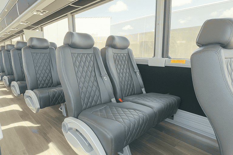 interior of Sioux Falls Minibus Company charter bus